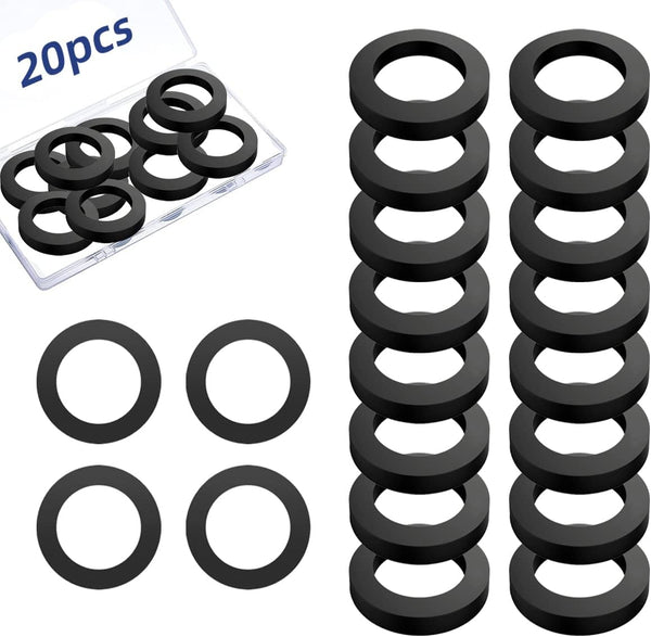 20 Pcs Oil Resistant Rubber Washers, 1 1/2" OD x 1" ID x 1/8" Thickness Black Neoprene Industrial Flat Spacer