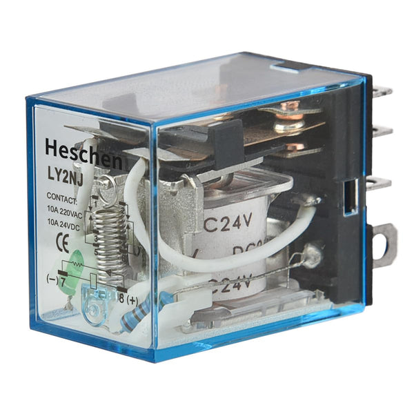 General Purpose Relay, LY2NJ, 24VDC Coil, 10A 24VDC/220VAC, DPDT with LED Indicator