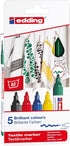 edding 4500 Textile Marker Set, 5 pc, Black, Red, Blue, Green, Yellow, Permanent Fabric Markers