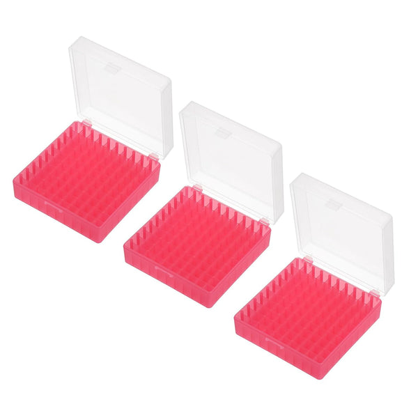 PATIKIL 100 Well Centrifuge Tube Freezer Storage Box, 3 Pcs Polypropylene Lockable Tube Rack for 1.5/1.8/2ML