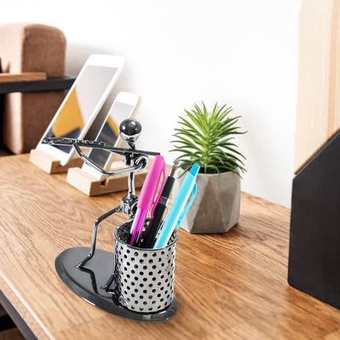 AUTULET Creative Office Desktop Accessories Musical Instrument Metal Pen Pencil Holder Children Toy Gifts (Flute)