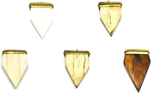 Bone Arrow Pendant | Flat Pointed Arrow Shaped Natural Ox Bone Pendant