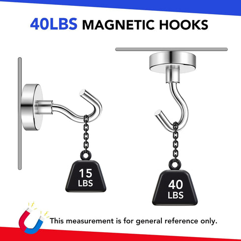 Magnetic Hooks, 40Lbs Heavy Duty Magnets for Cruise Cabins, Strong Hooks for Hanging, 20 Pack