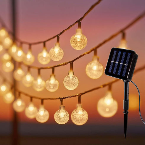 Solar String Lights Outdoor Waterproof, 55.5FT 100LED Crystal Ball Fairy String Lights