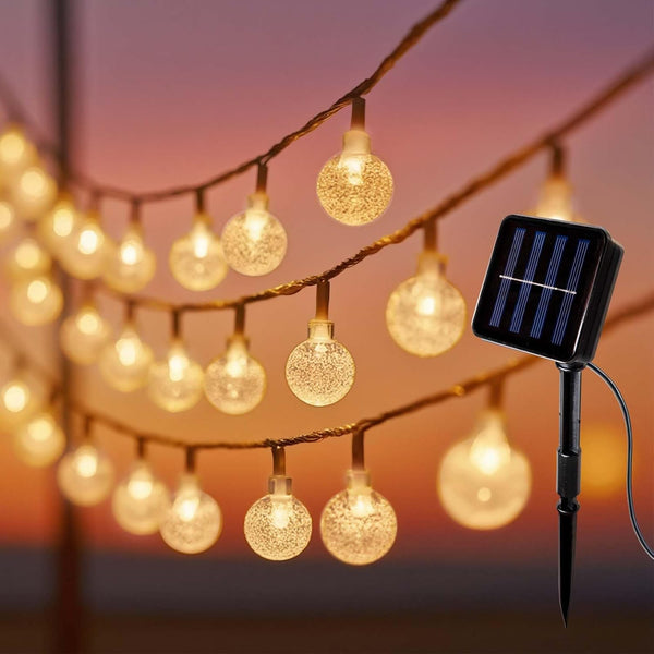 Solar String Lights Outdoor Waterproof, 55.5FT 100LED Crystal Ball Fairy String Lights