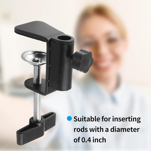 LifCratms (12mm/0.47" C-Clamp Base Stand Mounting Accessory, Metal Black Table Mount Desk Light Holder for Desktop Lamp