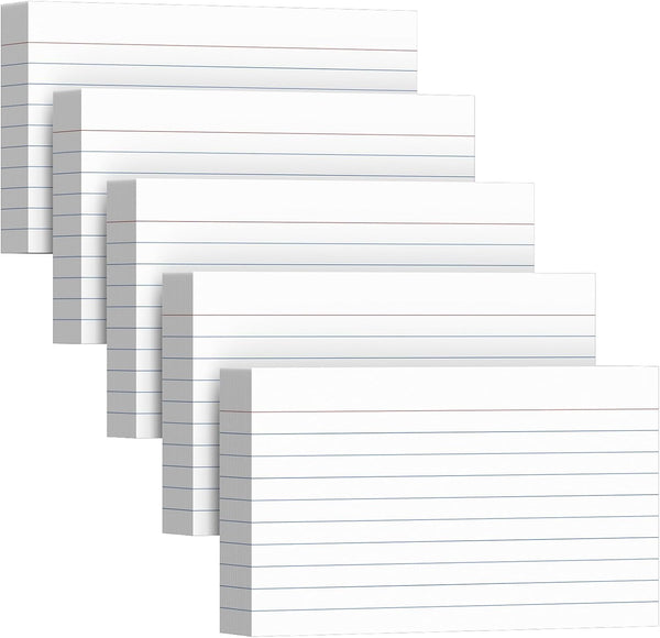 Gehanfai 250 Count Index Cards 3 x 5 Inch, Thick White Lined Note