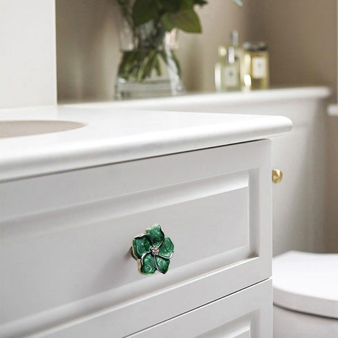 4 Pcs Flower Knobs Flower Handles Zinc Alloy Drawer Pull Handles Flower Shape Knobs Door Handle Inlaid Rhinestone