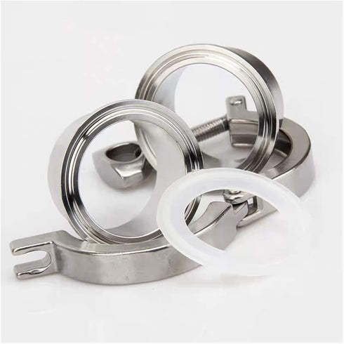 Ghxiag 2" 45mm 1-3/4" 304 Tri Clamp x Pipe OD Sanitary Weld Ferrule + Tri Clover + Silicone Gasket Stainless Steel