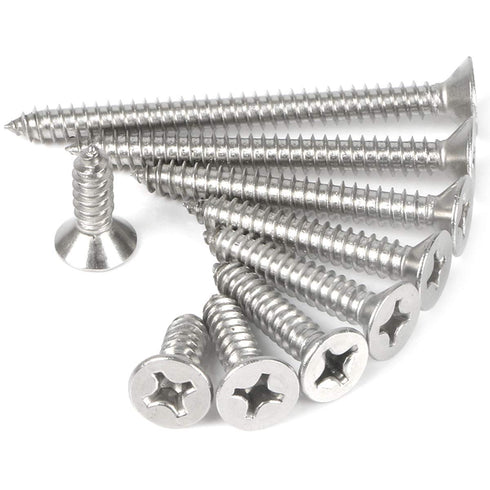 100pcs M4x14mm Stainless Flat Head Phillips Self-Tapping Wood Screws, 18-8 (304) Stainless Steel