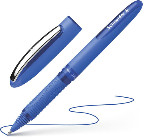 Schneider One Hybrid C Rollerball Pen - 0.5 mm Hybrid Conical Tip, Light Blue Barrel, Box of 10