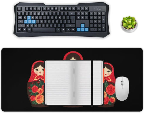 Generic Russian Nesting Dolls Funny Gaming Mousepad with Stitched Edge Rubber Base Desk Mats for Laptop Office Home
