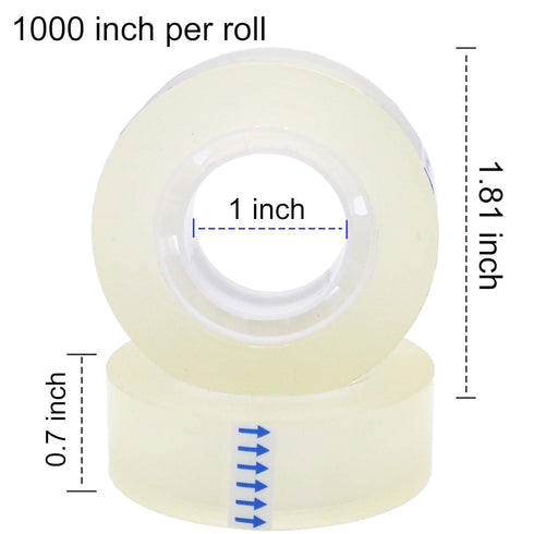 OWLKELA 6 Rolls Transparent Tape Refills, All-Purpose Glossy Tape for Office, Home, and School