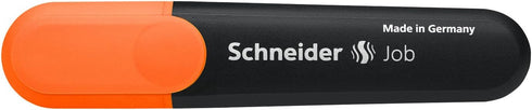 Schneider Job Highlighter, Chisel Tip, 1 + 5 mm, Black Barrel, Orange Ink, Box of 10