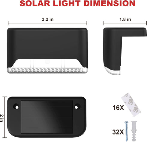 16 Pack pearlstar Solar Step Lights,Solar Deck Railing Lights Outdoor Waterproof Led Fence Lamp for Patio,Stairs,Garden