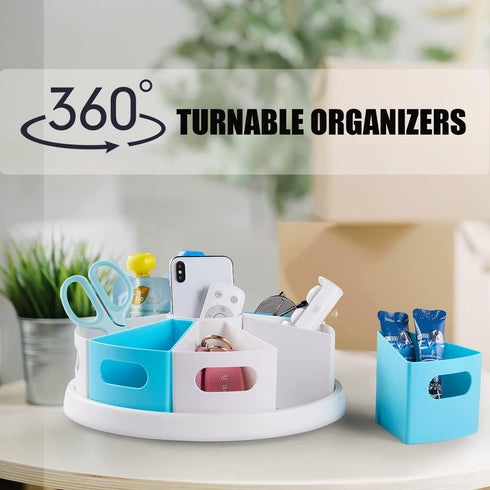 MeCids 360° Rotating Desk Organizers - Homeschool Office Storage Art Supplies Caddy, 12" Lazy Susan Style with