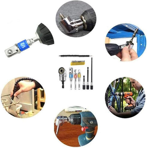 Flexible Drill Bit Extension, 105 Right Angle Drill, 3pcs Universal Socket Adapter Set, Screwdriver Bit Kit
