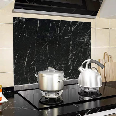 Yancorp Black Peel and Stick Wallpaper - Marble Counter Top, Self Adhesive Backsplash, Black Stripes (11.8" x 78.7")
