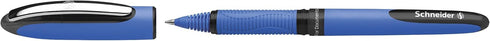 Schneider One Hybrid C Rollerball Pen, 0.5 mm Conical Tip, Black Ink, Light Blue Barrel, Box of 10 Pens (183201)