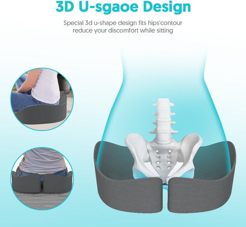 Tailbone Upgraded Ergonomic Pressure Relief Seat Cushion for & Sciatica Coccyx, Low Back, Hip Pain Relief Pillow