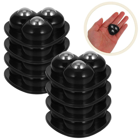 LIFKOME 8Pcs Black Stainless Steel Ball Bearing Universal Stick on Casters Mini Self Adhesive Caster Wheels for Storage