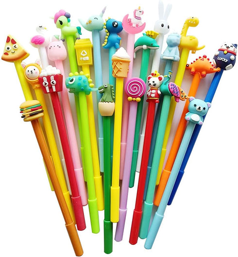 sencoo Cute Cartoon Black Gel Ink Pens, Kawaii Birthday Present for Students, 100 Pens + 100 Refill + 1 Notebook