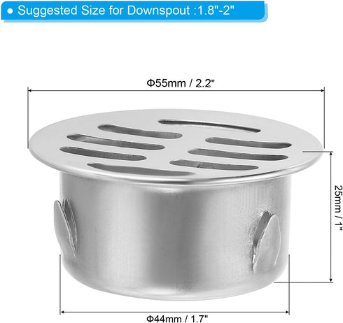 PATIKIL Gutter Guard, 304 Stainless Steel Downspout Strainer, Anti-Blocking Outdoor Gutter Cleaning Tool for Stops Leaves Debris, 2 Inch