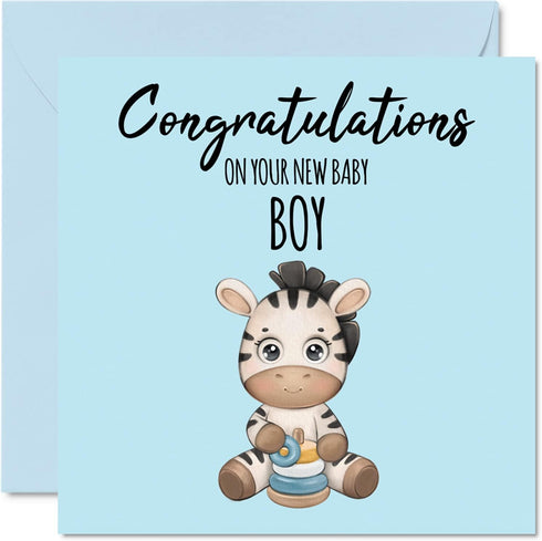 Stuff4 New Baby Boy Card - Congrats, Welcome to the World, Home