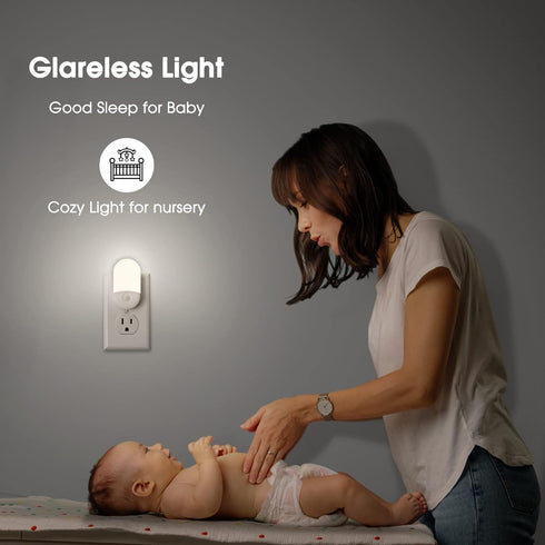4 Pack 0.6W 5000K, 30/60lm L LOHAS LED Night Light Plug in, LED Night Light for Kids, Auto Dusk to Dawn Sensor Bright