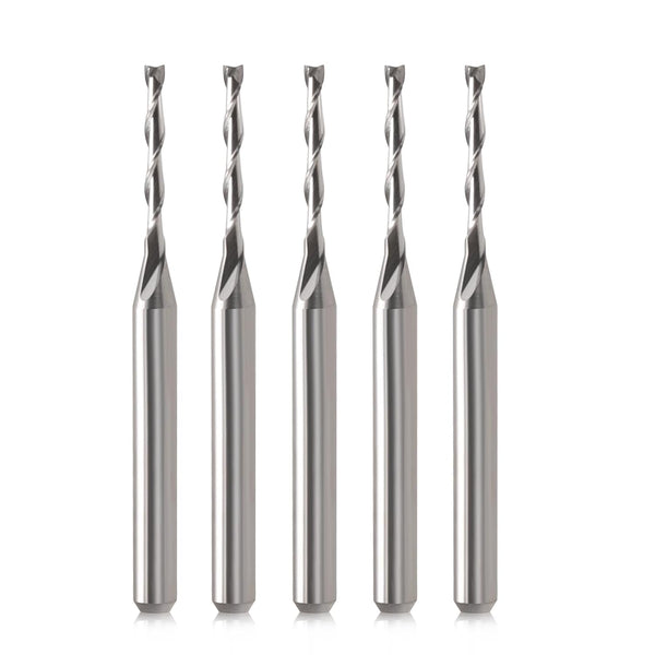 CNC Router Bits, 1/8" Shank End Mill, 1/16" Cutting Dia Flat Nose Carbide Endmill Tool Set for Wood PVC MDF