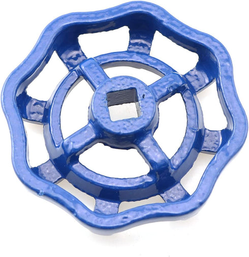 PZRT 6x6mm, Cast Iron Outside Faucet Round Wheel Handle, Hose Bib Water Spigot Blue