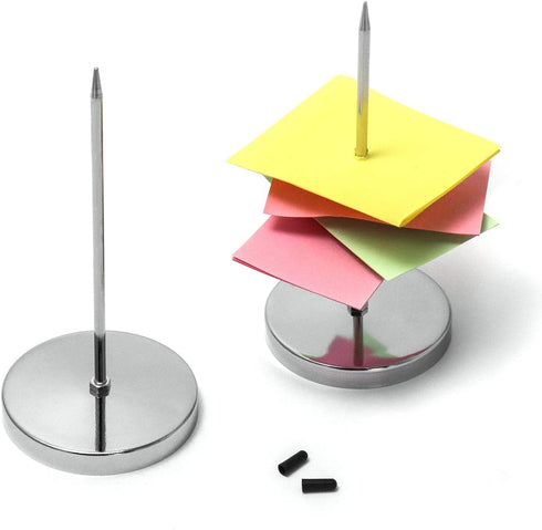 QWORK 4 Pcs Desk Receipt Holder, Spike Stick Receipts Check Bill Fork, Silver Paper Holder, 5.5inch