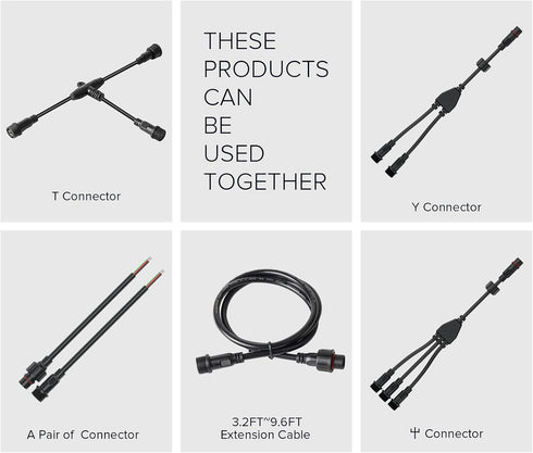 BTF-LIGHTING 4 Pin Electrical Connector 20AWG IP65 Male Female Connector 7.87in/20cm Extension Cable for LED Strip