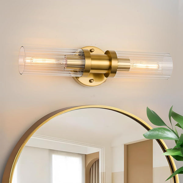 addigi Gold Wall Sconces, 17.5 inch Modern Wall Sconces Lighting with Stripped Glass