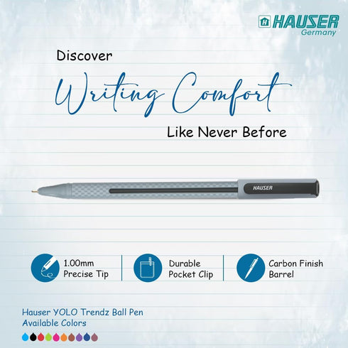 HAUSER YOLO Trendz Ballpoint Pens – 10 Pack, 1.0mm Colorful Pens for Note-Taking, School, Back to College Essentials, and Teacher Supplies
