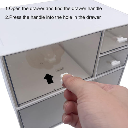 Desk Organizer, White Plastic Makeup Organizer with 4 Drawers, Vanity & Bathroom Storage Box for Dresser or Counter