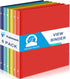 Fulmoon 6 Pack Plastic 3 Ring Binder, Assorted Colors, Flexible Round Ring Presentation Binders with Pocket (Bright,