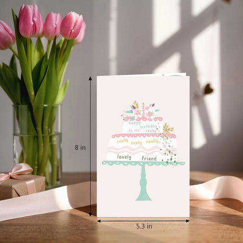 Supoeguk Lovely Birthday Card for Friend, Sweet Best Friend Birthday Cards Gifts for Women, Happy Bday to My Lovely