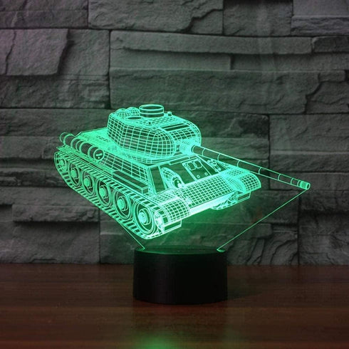 Comiwe 3D 16 Dimmable Settings Military Tank Illusion Night Light, Colors LED Bedside Lamp with Touch & Remote Control