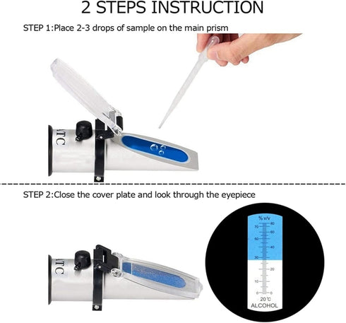 VGVGV 0~80% Brix Refractometer, Hand Held Refractometer Alcohol Alcoholometer V/V Liquor Detector Concentration Spirits