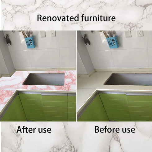 Marble Paper Granite Pink/White Roll Peel and Stick Wallpaper for Kitchen Countertop, Cabinet, Shelf, Waterproof