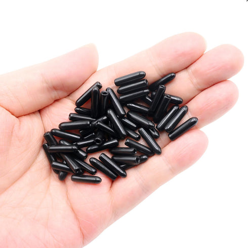 50pcs Screw Thread Protectors 2mm ID Rubber Round End Cap Cover, Flexible Tube Caps, 15 mm Long (Black)