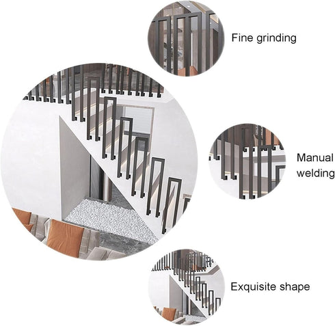 PAUANI Children(Black,35cm/13.7in) U-Shaped Side Mount Railing - Indoor Metal Stair Handrail, Safety Non-Slip Deck