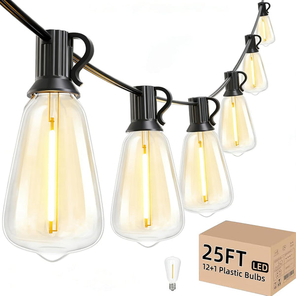 Svater Outdoor String Lights 25 FT, Patio Lights with 13 pcs Shatterproof
