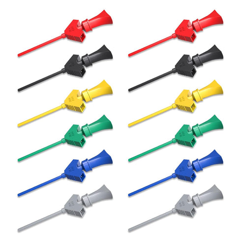Goupchn SMD IC Test Hook Clip, 12PCS in 6 Colors for Logic Analyzer and Electronic Testing
