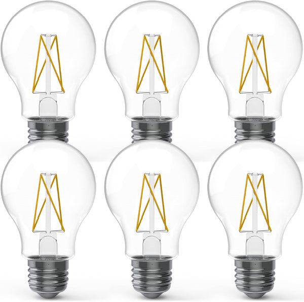 6 Pack Sunco Lighting A19 Outdoor LED Bulbs, 9W (60W Equivalent), 3000K Warm White, Photocell Sensor