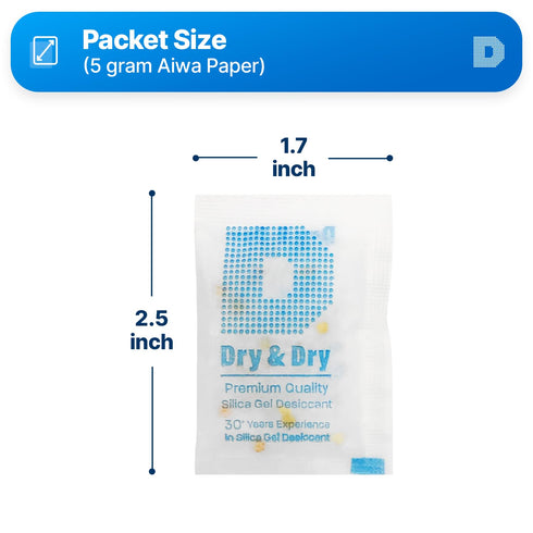 Dry & Dry Orange Indicating Silica Gel Packets - Food Safe Desiccants, 50 Packets