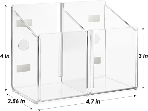 MaxGear Magnetic Dry Erase Marker Holder, Clear Acrylic Pen Holder for Fridge, Whiteboard, Locker, 2 Compartments