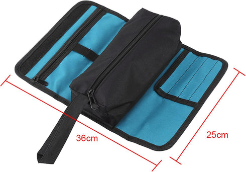 Tool Roll Up Pouch, Foldable Organizer Storage Holder, Multi-Purpose Canvas Tool Bag with Zipper