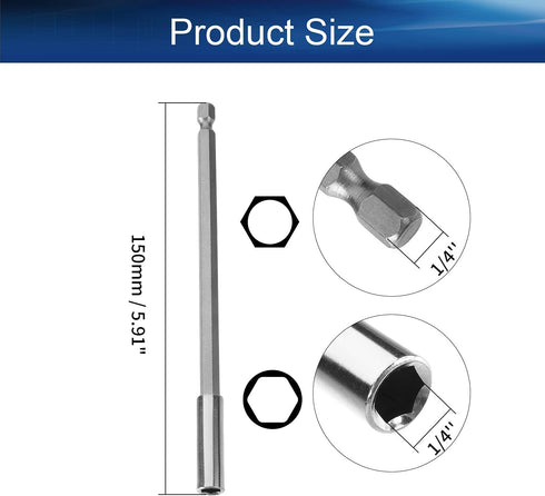 Auniwaig 2PCS 150mm Bit Holder Extension,1/4 inch Hex Shank Quick Release Screwdriver Drill Bit Holder Extension Set for Screws, Nuts, Drills, Handheld Drivers by Auniwaig